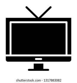 television icon design with creative modern concept and black and white glyph style logo shape for pictogram, tv, hardware, web button design vector eps 10 - Vector 