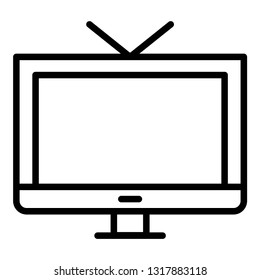 television icon design with creative modern concept and black and white outline style logo shape for pictogram, tv, hardware, web button design vector eps 10 - Vector 