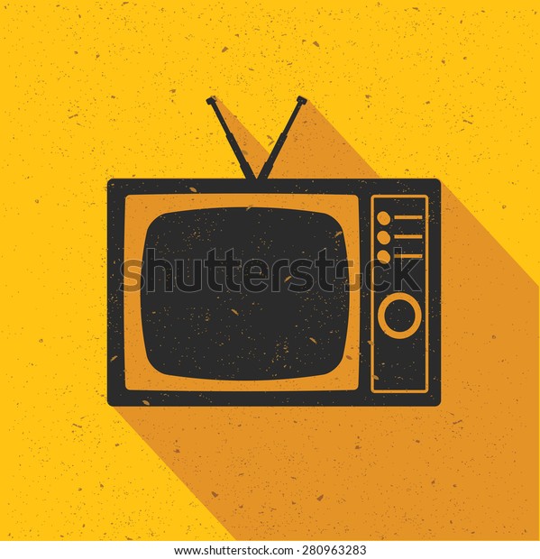 Television icon design on yellow background,flat\
design,clean vector
