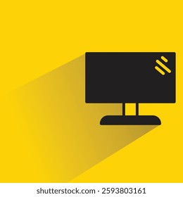 television icon with drop shadow on yellow background