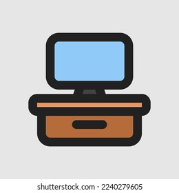 Television icon in filled line style about furniture, use for website mobile app presentation