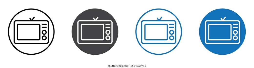 Television icon flat editable icon mark set.