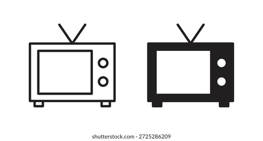 Icono de televisión plana y delgada carrera Vector pack. Conjunto de iconos editables