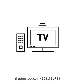 television Icon Flat vector set outline