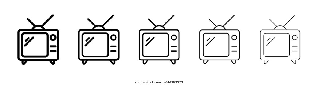Television icon graphic set. trendy stroke line style