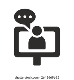 television icon, human symbol, flat vector illustration on white background