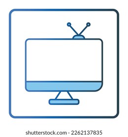 Television icon illustration. icon related to multimedia. Lineal color icon style, two tone icon. Simple vector design editable