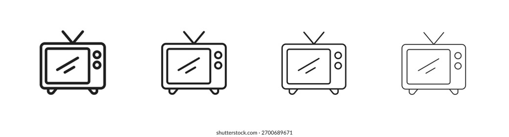 Diseño de línea de iconos de televisión. conjunto de iconos de Vector de línea delgada.