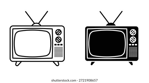 Fernsehsymbol. Linie mit editierbarem Strich und flach für Web