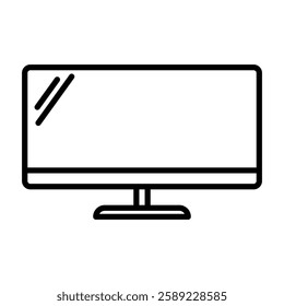 Television icon in line style with editable stroke. Monitor icon in line style with editable stroke