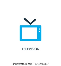 Television icon. Logo element illustration. Television symbol design from 2 colored collection. Simple Television concept. Can be used in web and mobile.