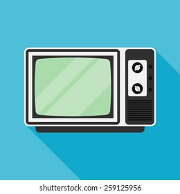 television icon with long shadow. flat style vector illustration