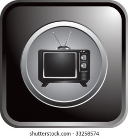 television icon on black reflective web button