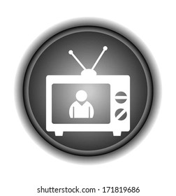 Television Icon on circle black Internet 