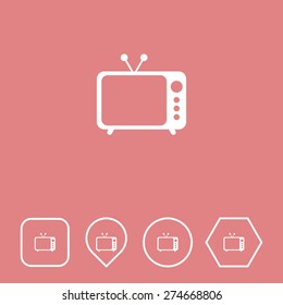 Television Icon on Flat UI Colors with Different Shapes. Eps-10.