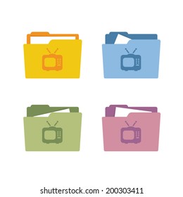 Television icon on a folder