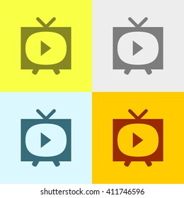 Television Icon on Four Different Backgrounds. Eps-10.