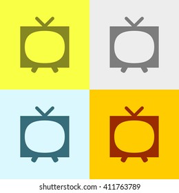 Television Icon on Four Different Backgrounds. Eps-10.