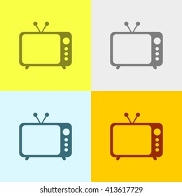 Television Icon on Four Different Backgrounds. Eps-10.
