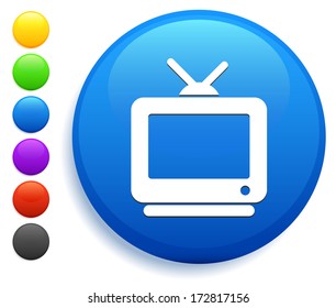 Icono de televisión en la colección de botones redondos