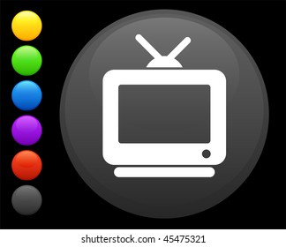 icône de télévision bouton rond internet illustration vectorielle originale 6 versions en couleurs incluses