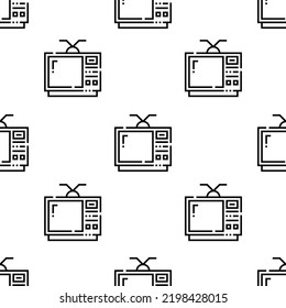 television icon pattern. Seamless television pattern on white background.