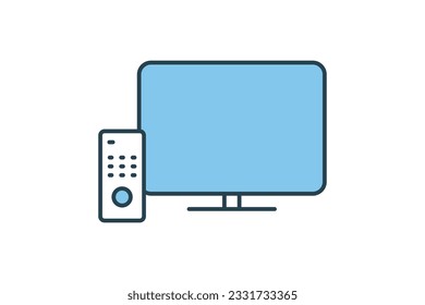 Television icon. icon related to electronic, household appliances. Flat line icon style design. Simple vector design editable