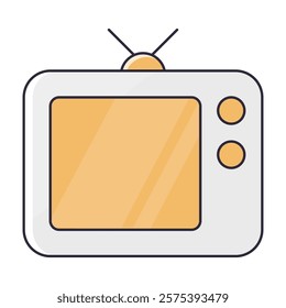 Television Icon Representing Media Consumption, Broadcasting, and Entertainment Platforms