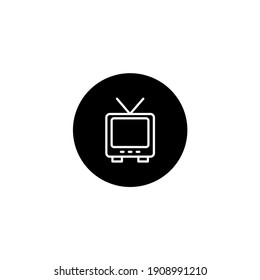 Television icon in round black style. Electronic device and technology icon. Vector
