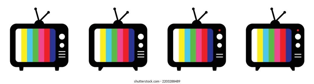 Television Icon With Screen Rainbow Icon. Television No Signal Icon, Vector Illustration