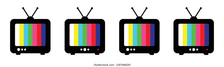 Television Icon With Screen Rainbow Icon. Television Icon, Vector Illustration