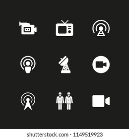 television icon set. antenna, video camera and crew vector icon for graphic design and web