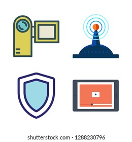 television icon set. vector set about camcorder, video player, signal and video camera icon icons set.