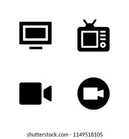 television icon set. television and video camera vector icon for graphic design and web