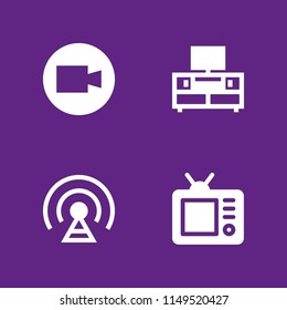 television icon set. video camera, television and signal vector icon for graphic design and web