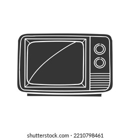 Television Icon Silhouette Illustration. Microwave Vector Graphic Pictogram Symbol Clip Art. Doodle Sketch Black Sign.