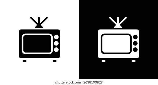 Television icon in solid flat trendy design style.