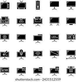 Television Icon in Solid Style Perfect for Presentation and any Purpose