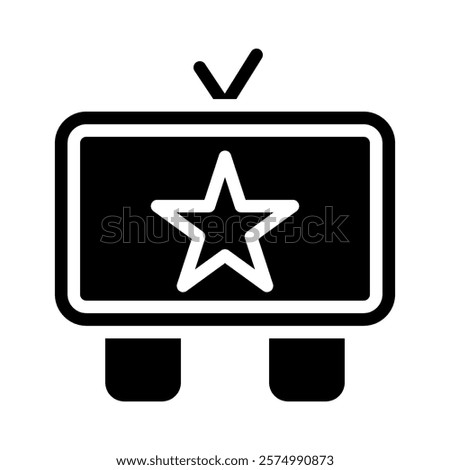 Television icon with star. Concept of entertainment, favorite show, and movie.