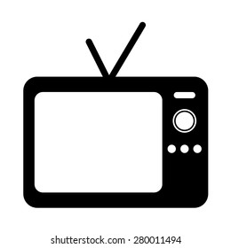 Television icon symbol vintage style for entertainment in a glyph pictogram illustration