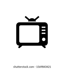 Television icon template in black flat design on white background, TV symbol vector sign isolated on white background illustration for graphic and web design.