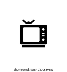 Television icon template in black flat design on white background, TV symbol vector sign isolated on white background illustration for graphic and web design.