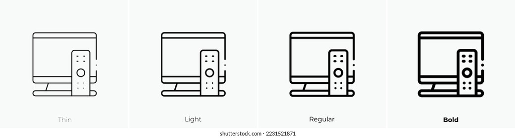 television icon. Thin, Light Regular And Bold style design isolated on white background