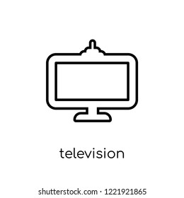 television icon. Trendy modern flat linear vector television icon on white background from thin line Electronic devices collection, outline vector illustration