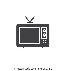 Television icon vector, filled flat sign, solid pictogram isolated on white. Cable TV symbol, logo illustration