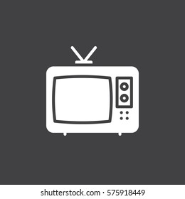 Television icon vector, filled flat sign, solid white pictogram isolated on gray. Cable TV symbol, logo illustration