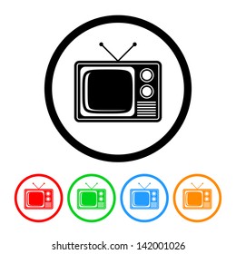 Television Icon in Vector Format with Four Color Variations