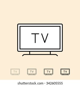 Icono de televisión. Icono del vector con cuatro grosores diferentes. Estilo lineal