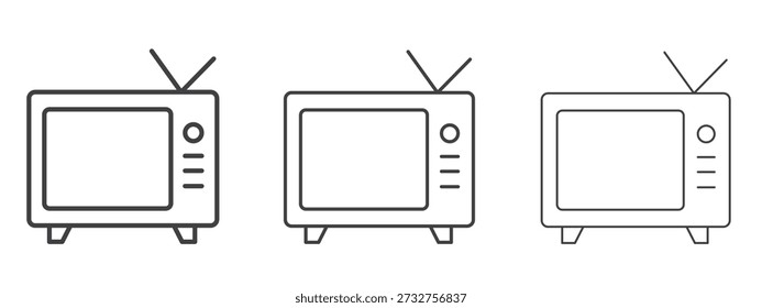 Vetor de ícone de televisão Gráficos. Ícones de linhas finas pretas