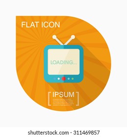 Television icon, vector illustration. Flat design style with long shadow,eps10
